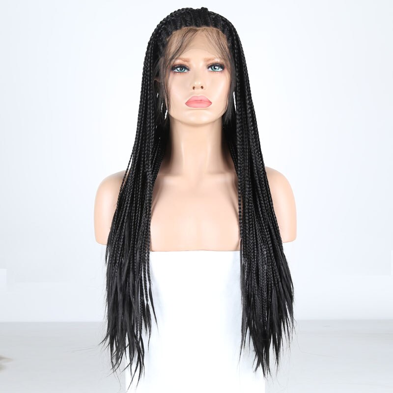 Brown Hair Wigs Braided Box Braids Wig With Baby Hair