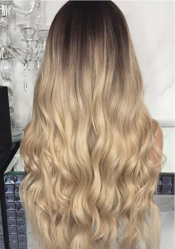 Ombre Light Blonde Human Hair Pre -plucked Hair