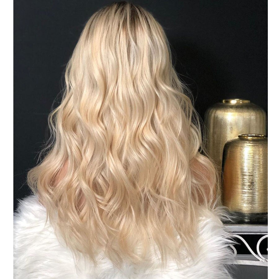 613 Wavy Ombre Platinum Wig  Human Hair Wigs Pre Plucked