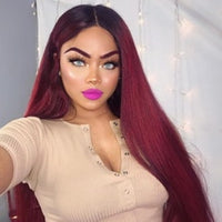 Thumbnail for 24 inches lace front burgundy wig