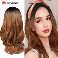 Thumbnail for Long Wavy Natural Hair Temperature 3 Tone Ombre Brown Glueless