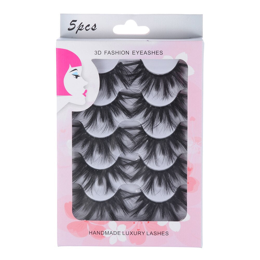 5Pairs/Set Faux Mink Hair False Eyelashes Wispy Criss