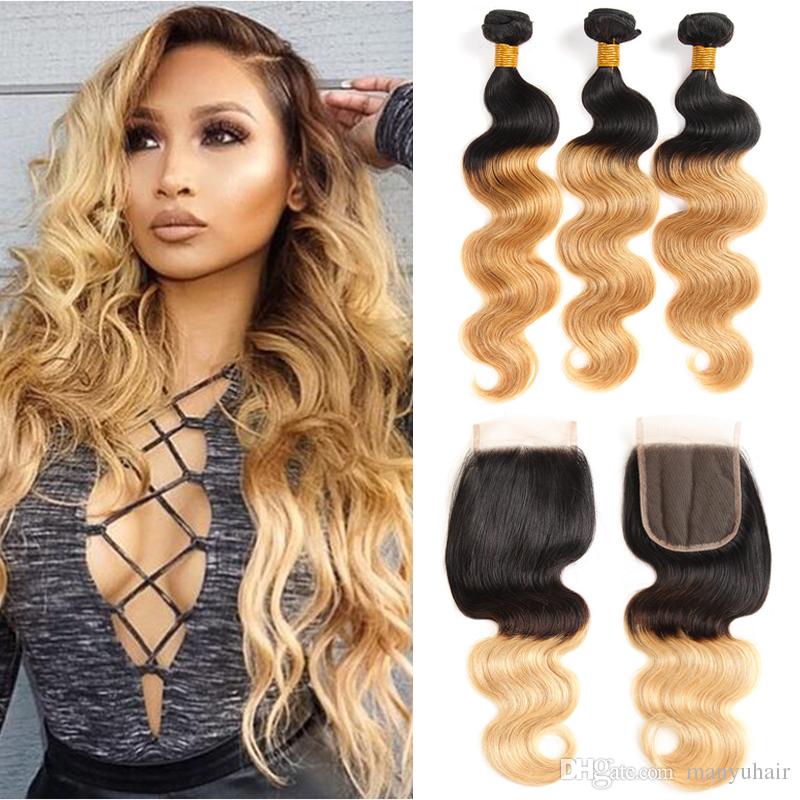 Honey Ombre Bundles with Closure