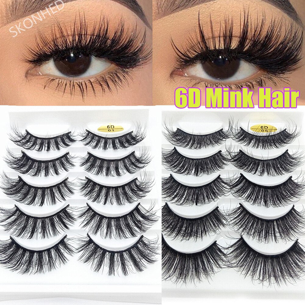 5Pairs/Set Faux Mink Hair False Eyelashes Wispy Criss