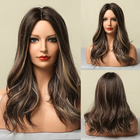 Thumbnail for Long Wavy Dark Brown Synthetic Wigs With Bangs