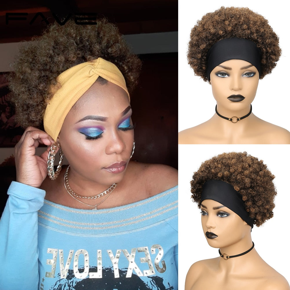 Curly Afro Wig with HeadBand