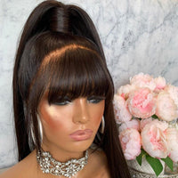 Thumbnail for 180 Density Indian  Human Hair Wigs With Bangs