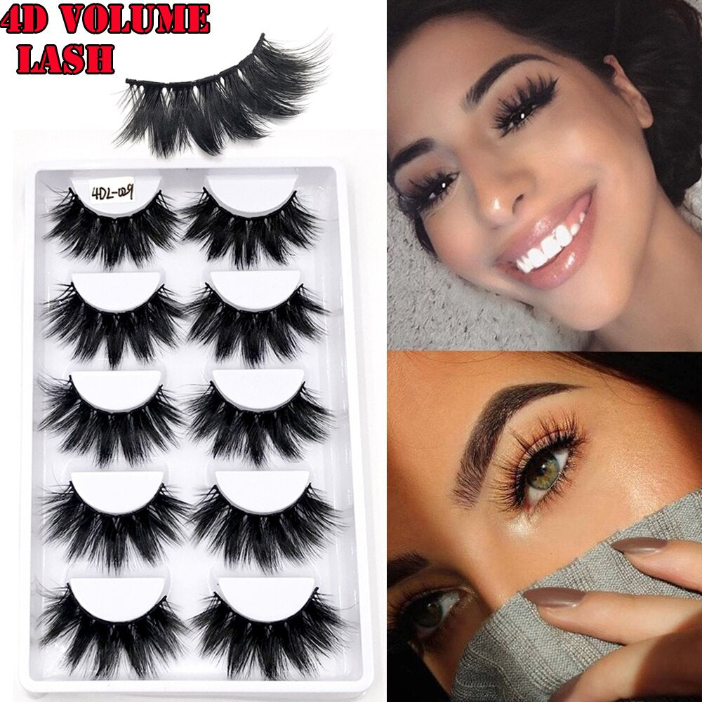 5Pairs/Set Faux Mink Hair False Eyelashes Wispy Criss