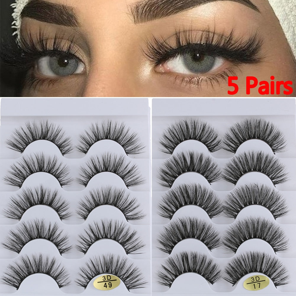 5 Pairs 3D Faux Mink Hair  Wispies Fluffies Drama