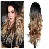 Thumbnail for Long Wavy Natural Hair Temperature 3 Tone Ombre Brown Glueless