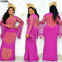 Thumbnail for Dashiki Mesh Ruffle Sleeve Robe