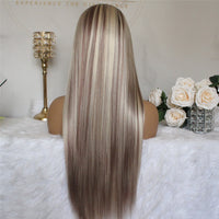 Thumbnail for Long Straight Synthetic Wig Mixed Brown and Blonde Colored Lace Front Wigs