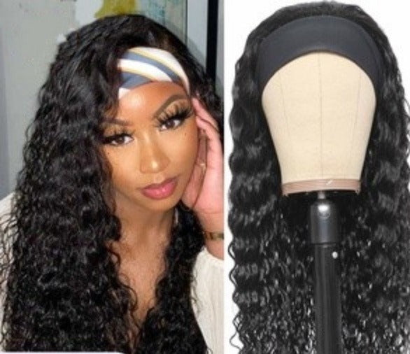 Water Wave Glueless Human Hair Wigs- Indian Headband Wig