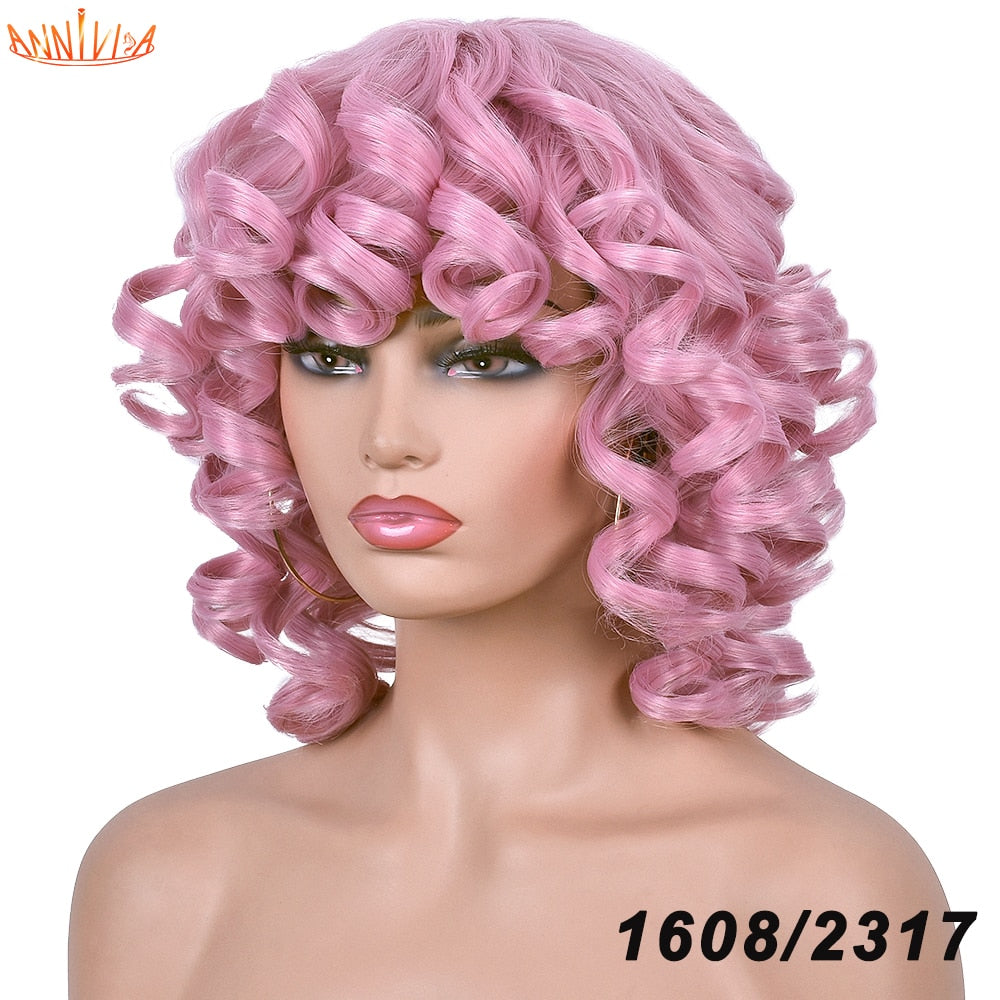 Afro Kinky Curly Wigs With Bangs