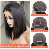 Thumbnail for 4x4 Transparent Bob Lace Closure Human Hair Wigs