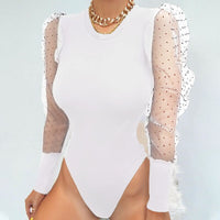 Thumbnail for New Lace Puff Sleeve Women's Bodysuit