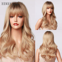 Thumbnail for Long Wavy Dark Brown Synthetic Wigs With Bangs