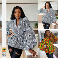 Thumbnail for Fashion V-Neck African Shirt Dresses