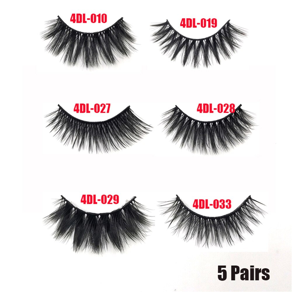 5Pairs/Set Faux Mink Hair False Eyelashes Wispy Criss