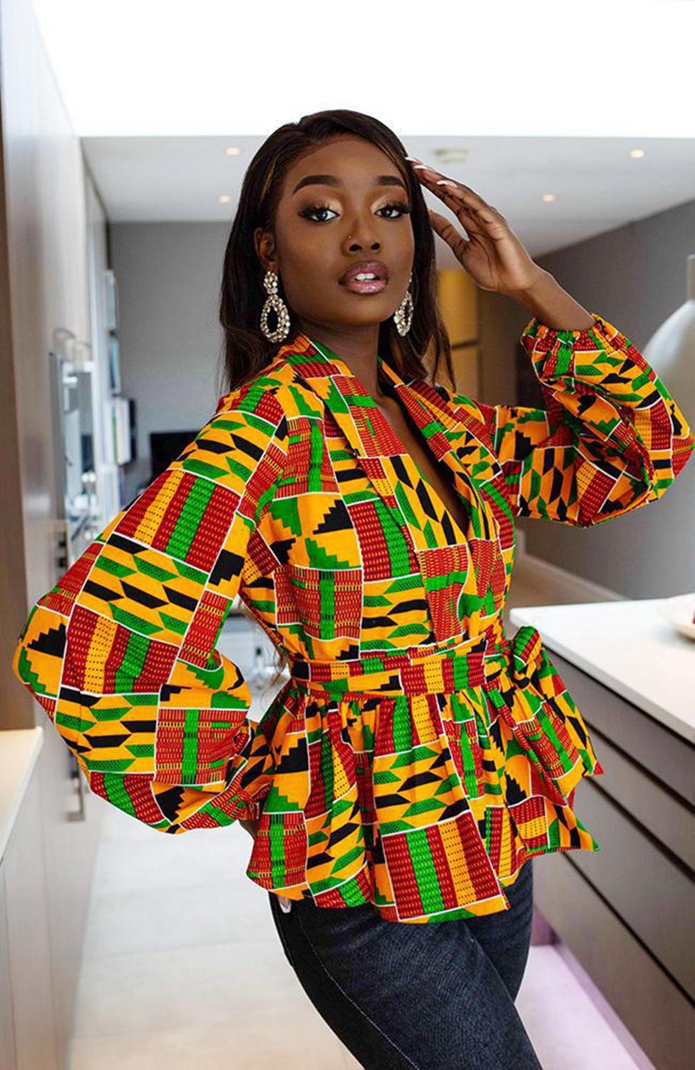 Fashion V-Neck African Shirt Dresses