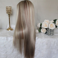 Thumbnail for Long Straight Synthetic Wig Mixed Brown and Blonde Colored Lace Front Wigs