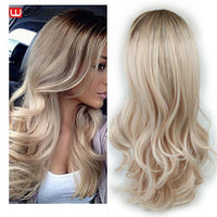 Thumbnail for Long Wavy Natural Hair Temperature 3 Tone Ombre Brown Glueless