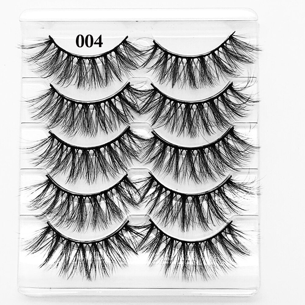 5Pairs/Set Faux Mink Hair False Eyelashes Wispy Criss