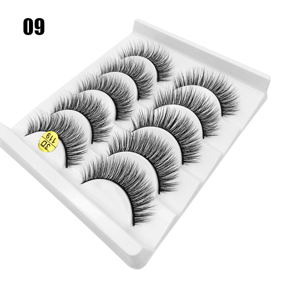 5Pairs/Set Faux Mink Hair False Eyelashes Wispy Criss