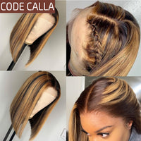 Thumbnail for Honey Blonde Short Bob Wig- Pre Plucked Lace Wig