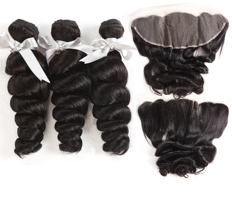 Peruvian Loose Wave Hair Bundles With Frontal