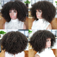 Thumbnail for Afro Kinky Curly Lace Front Human Hair Wigs With Bangs