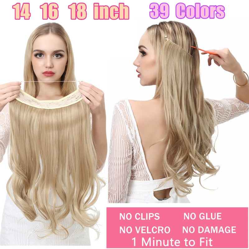 12"14" 16" 18"  Hair Extensions No Clip in Ombre Blonde Black Pink Synthetic