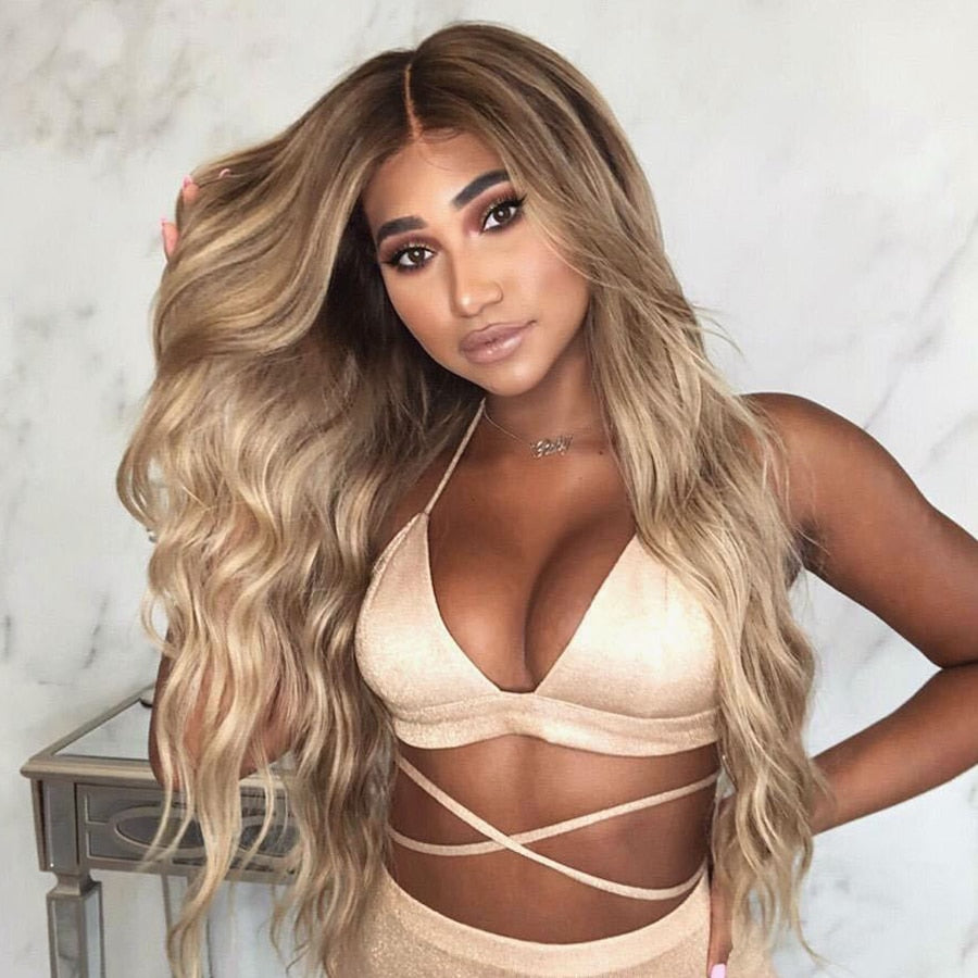 Ombre Transparent Lace Peruvian Highlight Wavy Blonde