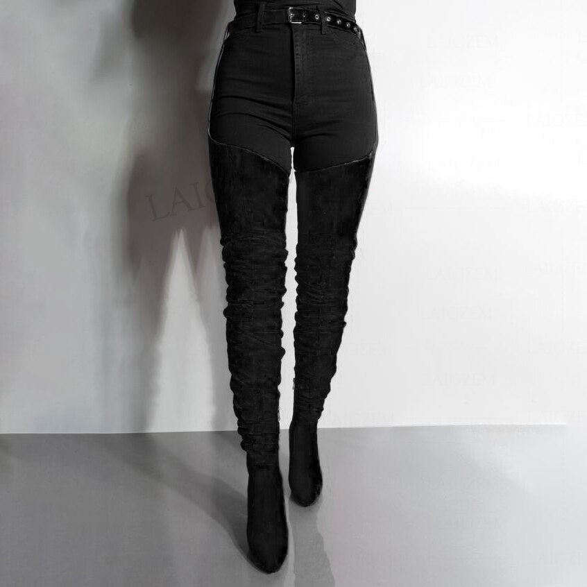 Waist Belt Thigh High  Heeled Boots