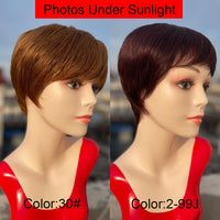 Thumbnail for Short Bob Wig With Bangs Pixie Cut Brazilian Hair