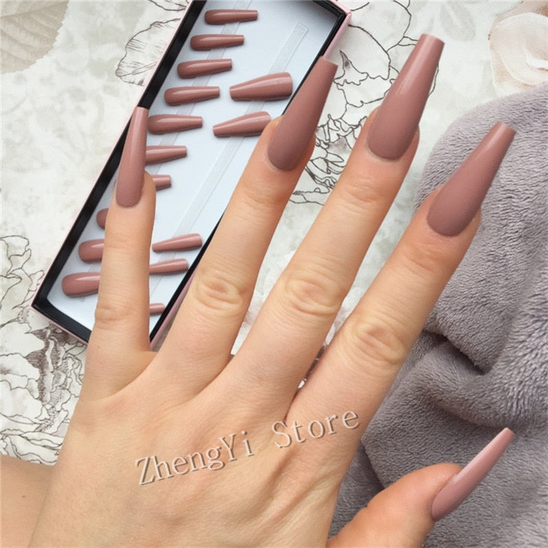 Coffin Glossy Press Nails