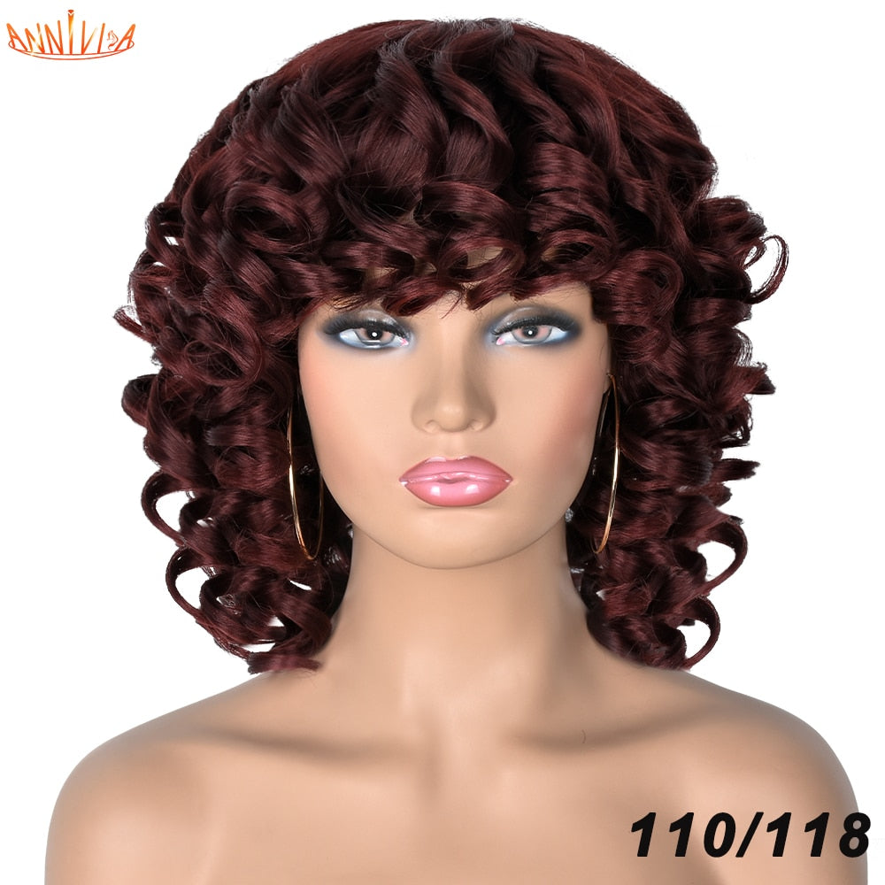 Afro Kinky Curly Wigs With Bangs