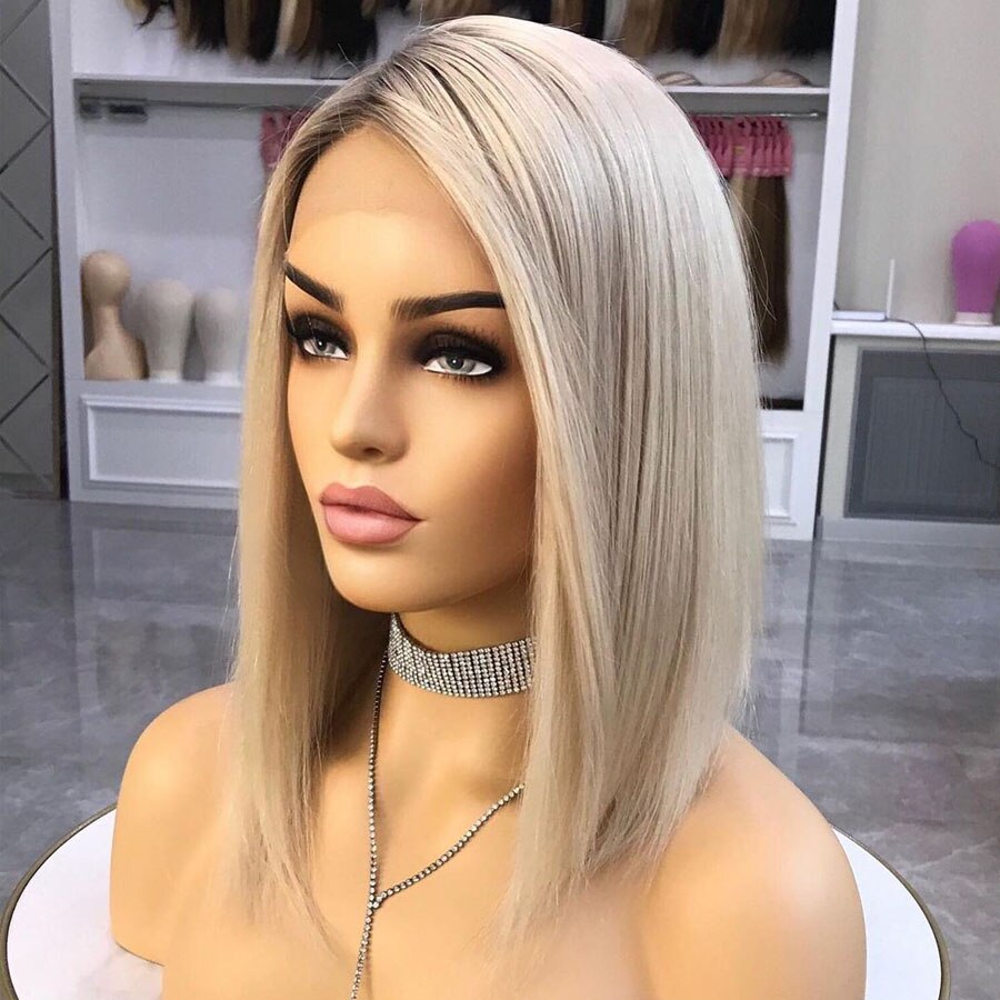 Indian Short Bob Straight Full Lace Human Hair Wigs With Baby