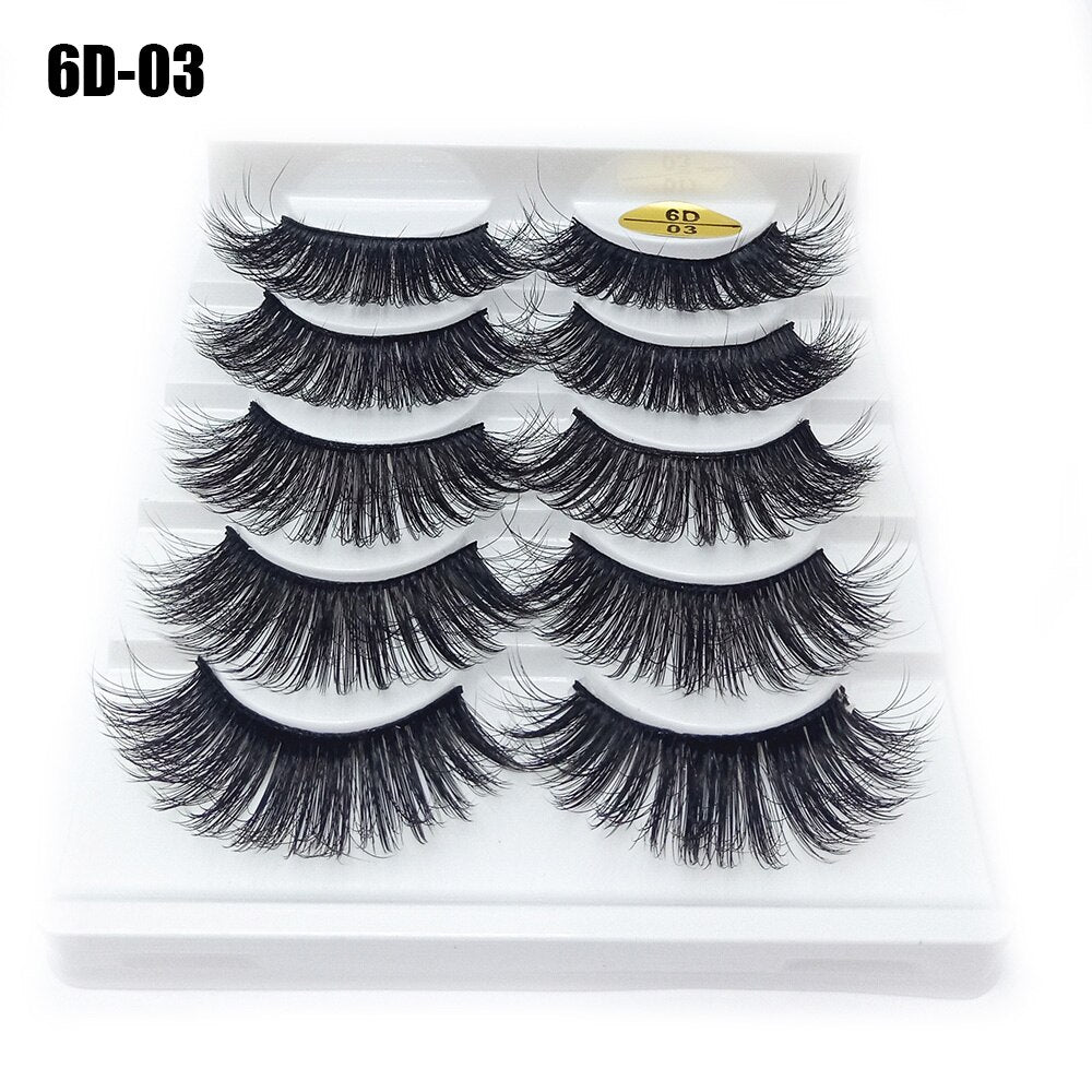 5Pairs/Set Faux Mink Hair False Eyelashes Wispy Criss