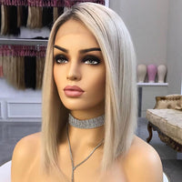 Thumbnail for Indian Short Bob Straight Full Lace Human Hair Wigs With Baby