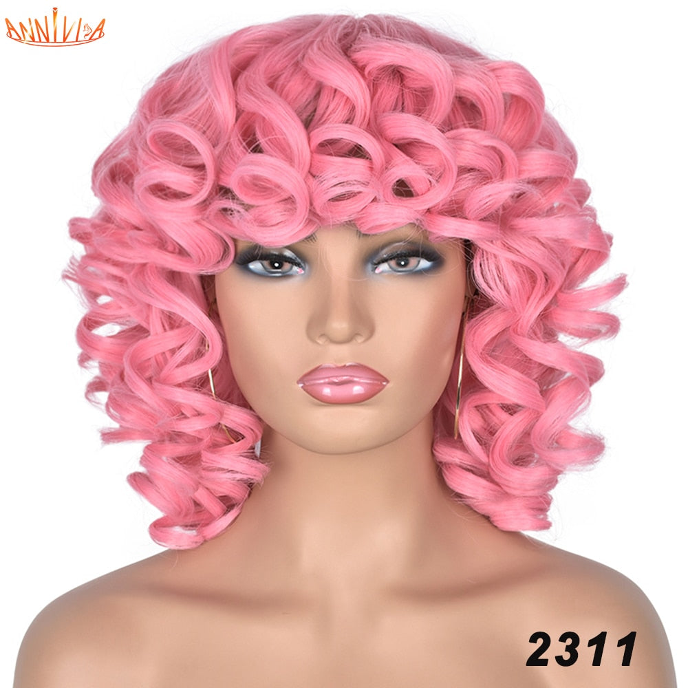 Afro Kinky Curly Wigs With Bangs