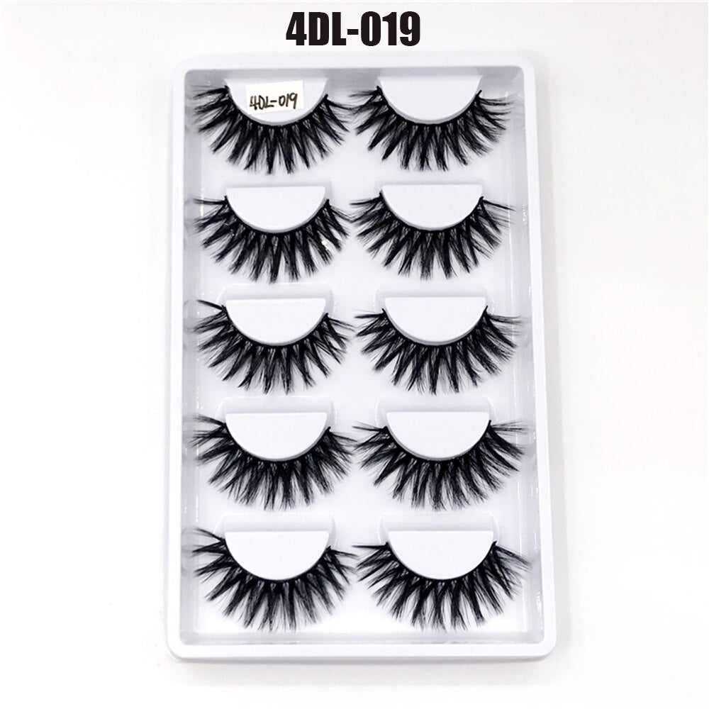 5Pairs/Set Faux Mink Hair False Eyelashes Wispy Criss