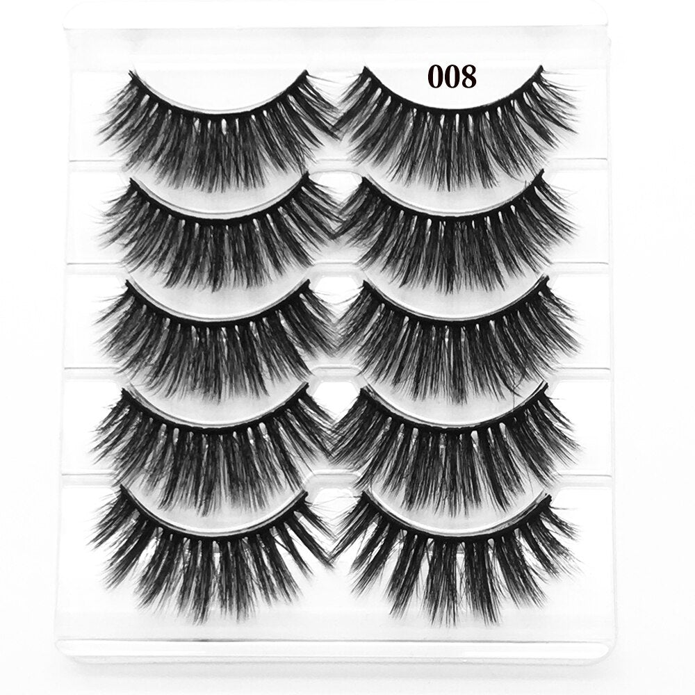 5Pairs/Set Faux Mink Hair False Eyelashes Wispy Criss