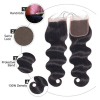 Thumbnail for Brazilian Hair Body Wave -3 Bundles With Closure Human Hair