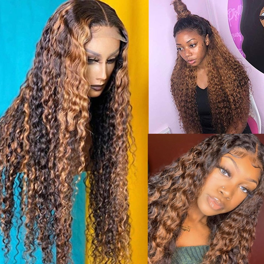 Deep Water Wave Brazilian Hair Pre-plucked  Highlight Wig