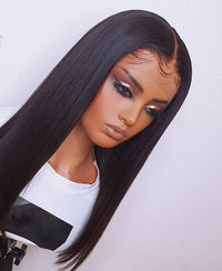 Thumbnail for Black With Brown Highlight Wig T Part Front Lace Human Hair