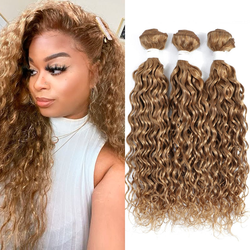 27# Honey Blonde Water Wave Human Hair Bundles