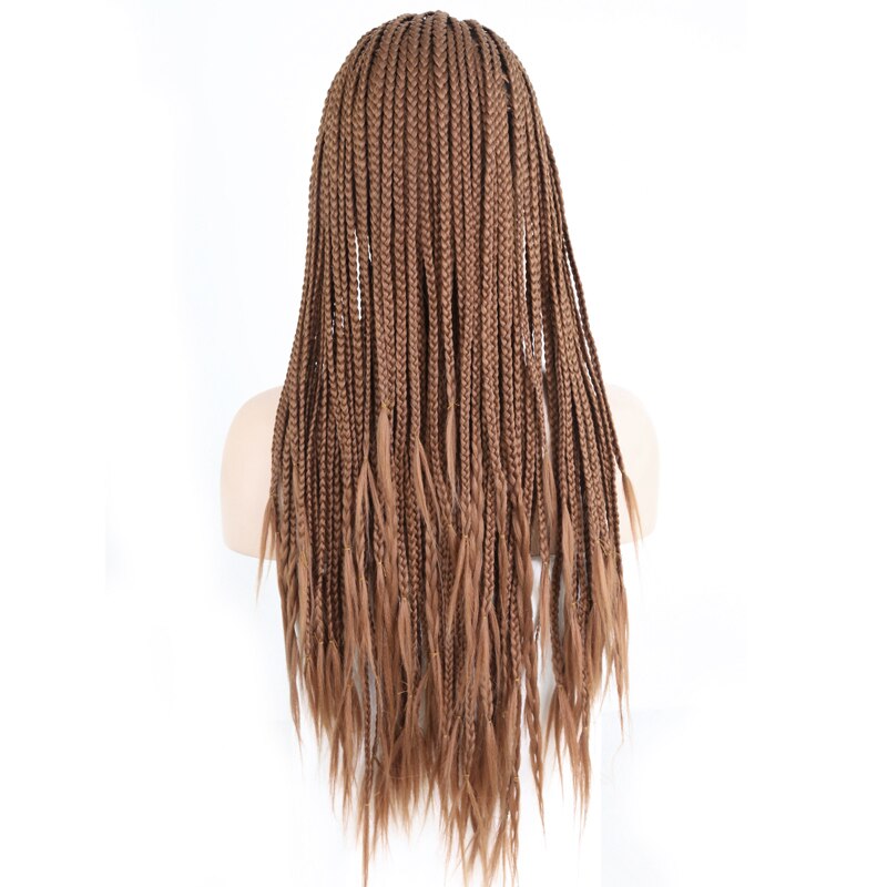 Brown Hair Wigs Braided Box Braids Wig With Baby Hair