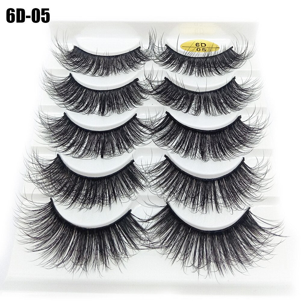 5Pairs/Set Faux Mink Hair False Eyelashes Wispy Criss