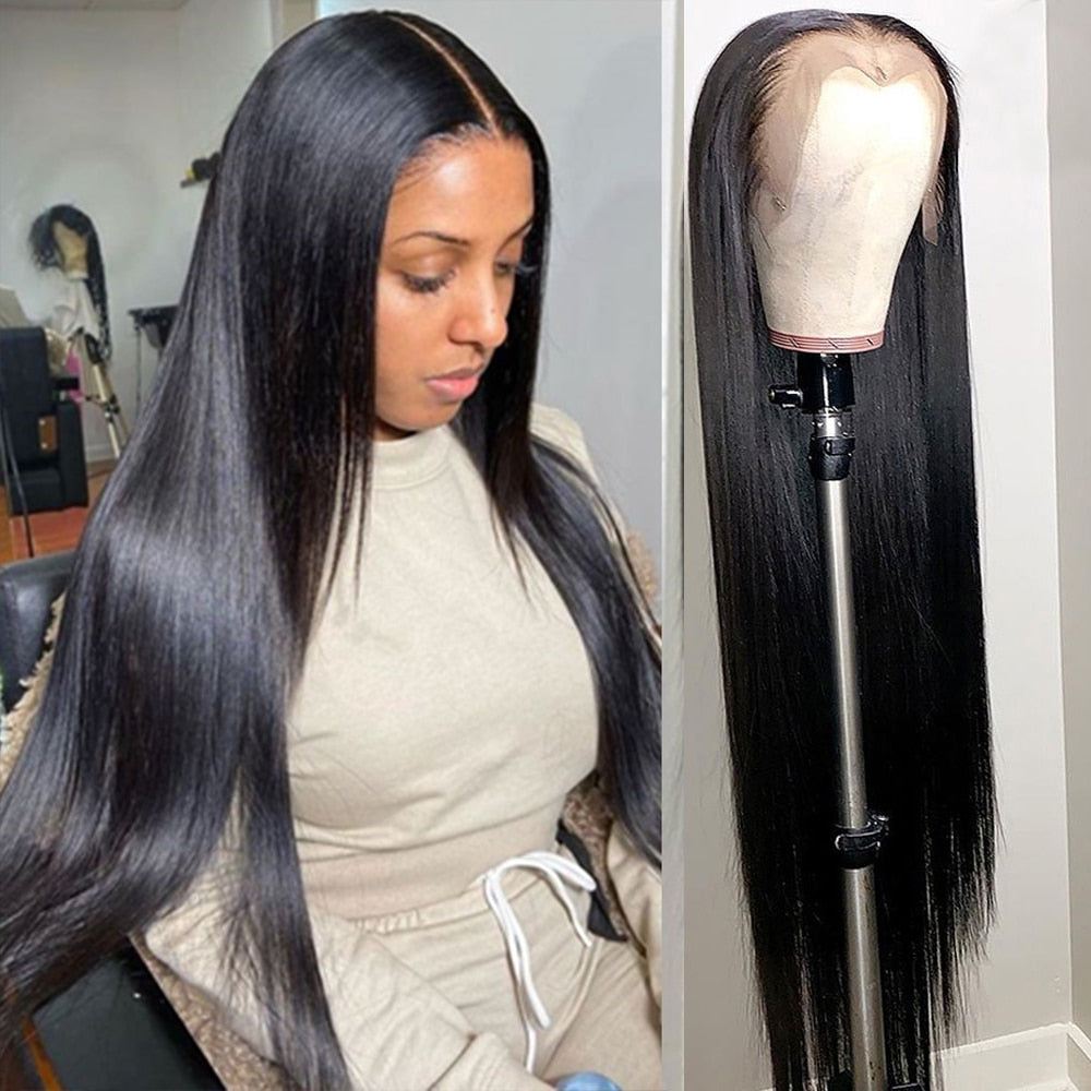 Pre Plucked Brazilian Bone Straight Hair Remy 13x4 Lace Frontal Wig